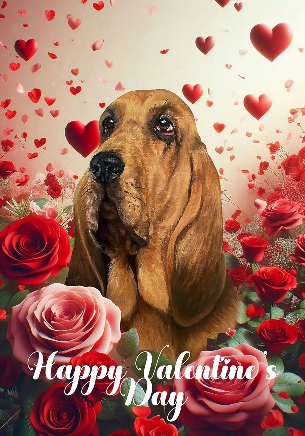Bloodhound - Best of Breed Valentines Day Outdoor Garden Flag 12