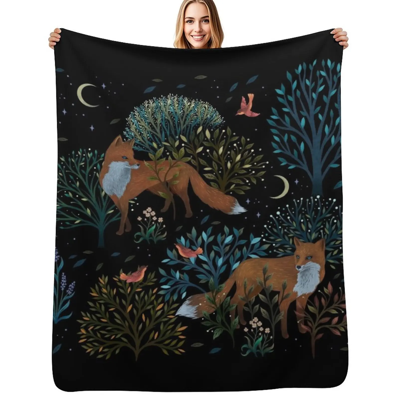 

Forest Fox Throw Blanket Thermal Luxury Cute Sofa Quilt Blankets