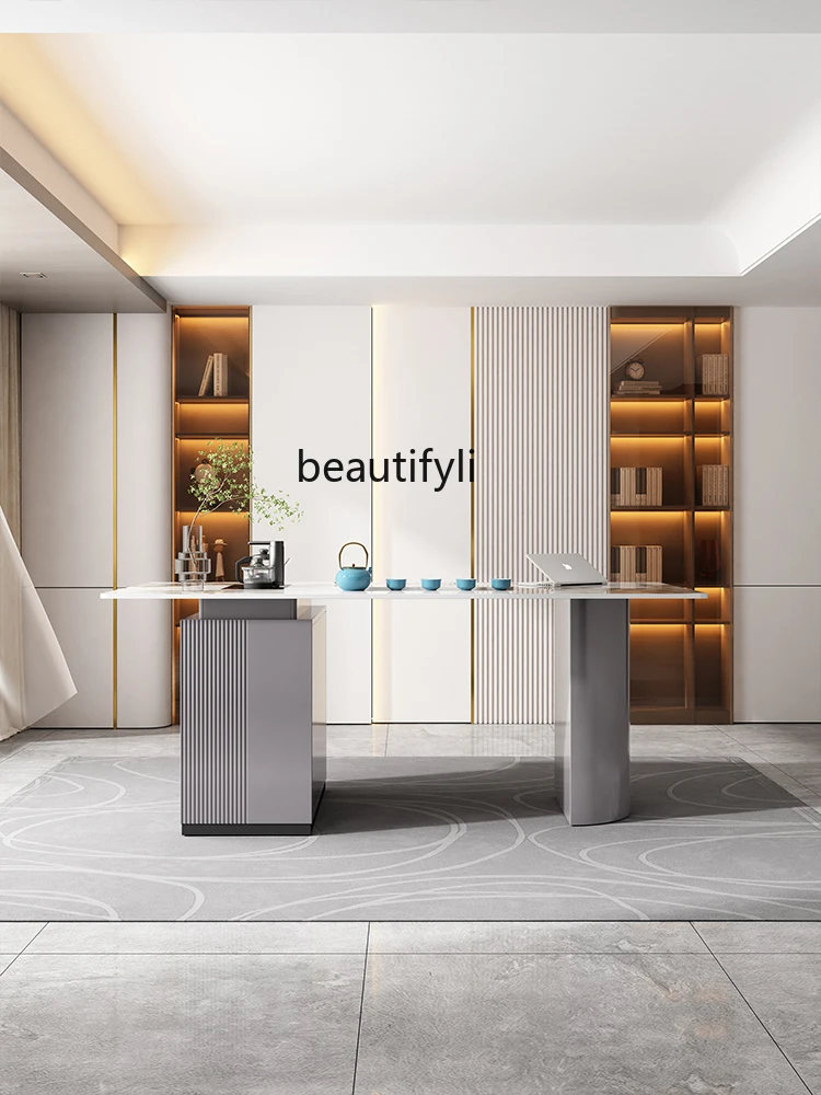 Stone Plate Table-Chair Set Modern Simple Home Office Tea Brewing Integrated Living Room Large Board Kung Fu Tea Brewing Sets