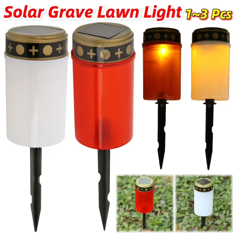 1~3Pcs Solar Grave Lawn Light Energy Saving Flameless Electronic LED Candle Lamp NI-MH 1.2V AAA 600mAh Rechargeable Battery