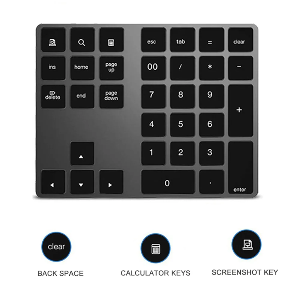 Mini Ultra Thin Bluetooth Number Pad Aluminum Rechargeable Numeric Keypad Wireless Number Keyboard for Laptop Windows MacBook