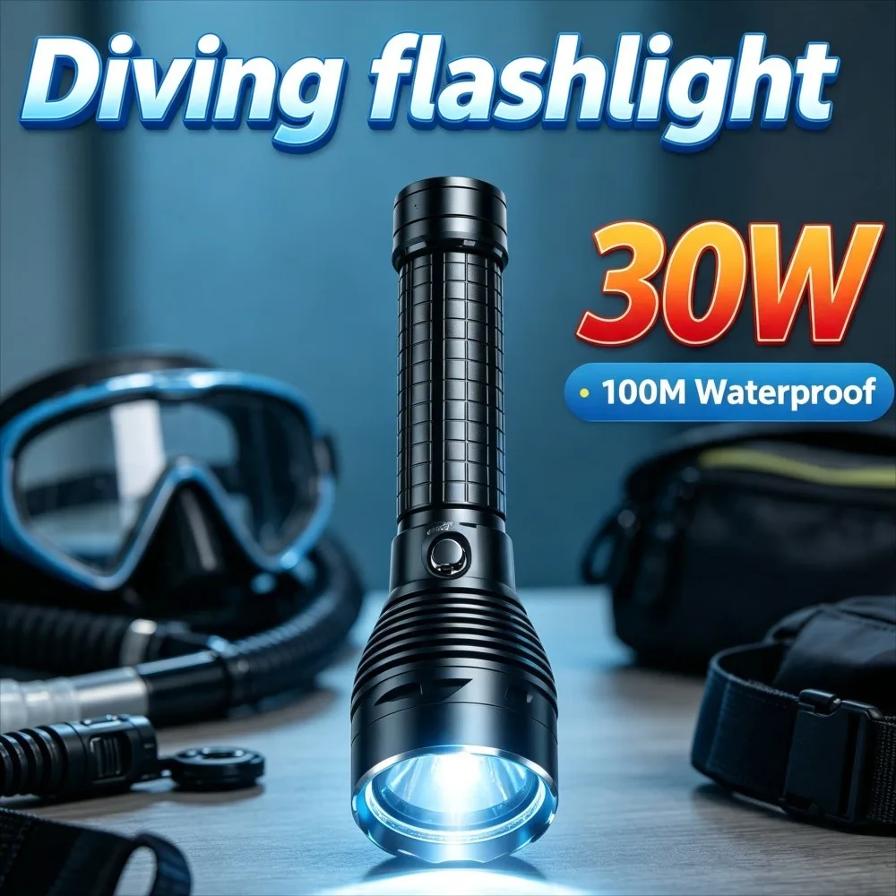 New Hot Sale P70 II Waterproof Underwater Flashlight Fast Rechargeable High Bright Torch for Diving and Tide Picking