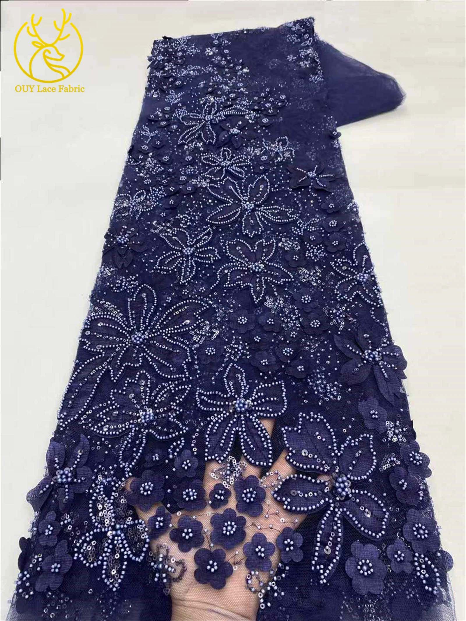 Белая африканская кружевная ткань с блестками и бусинами, 2022, французская нигерийская наклейка для жениха, кружевная сетчатая ткань, женское свадебное платье, праздничное платье