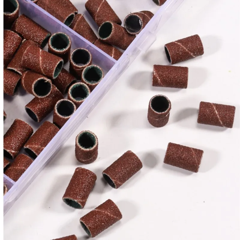 100/210Pcs Sanding Ring With Rod Abrasive Rotary Tool Case Drum Grinding Head Nail Drill Electric Mini Machine Grinding Sand Rin