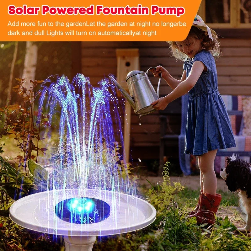 Solar Water Fountain Pool Pond Waterfall Garden Decoration Outdoor Bird Bath Solar Powered Colorful Fountain Floating