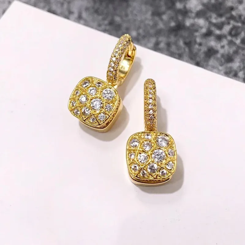 

7 Colors Crystal Hive Honeycomb style Earrings Black Red Yellow Gold Color Drop Earring For Women Gift Fashion Jewelry