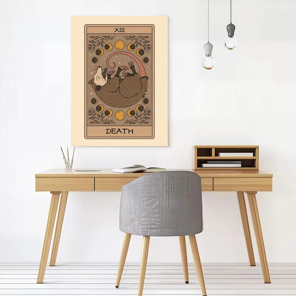 Death Possum Tarot Printed Canvas Poster Custom Pictures Wall Art Canvas Painting for Home Decorations Room Ornaments Wand Deko