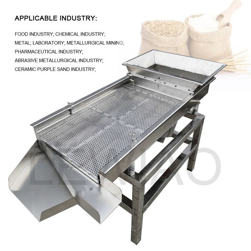 220V 100 * 40cm Single Layer Sieve Stainless Steel Electric Screen Linear Screening Machine Vibrating Industrial Vibrating