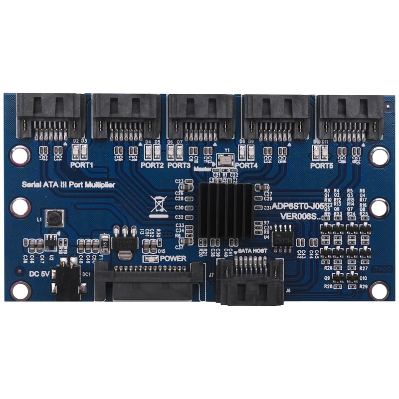 Controller Card Motherboard Sata Expansion Card 1 To 5 Port Sata3.0 6Gbps Multiplier Sata Port Riser Card Adapter For Computer