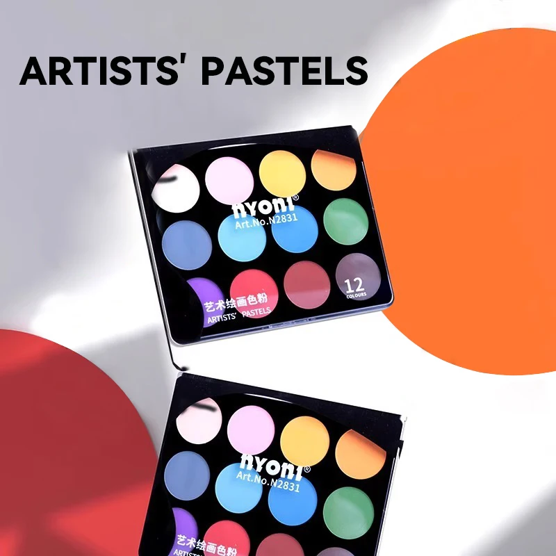 

NYONI Ultra Soft Artist Pastel 1/12 Color in A Pan Case Apply with Soft Tool for Charcoal Sketching Painting Drawing Mixed Media