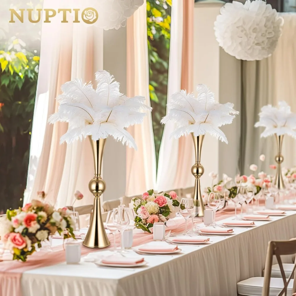 Wedding Centerpieces for Tables, 10 Pcs 26 inch Tall Gold Vases for Centerpieces, Table Vase Column Stand Party Decorations