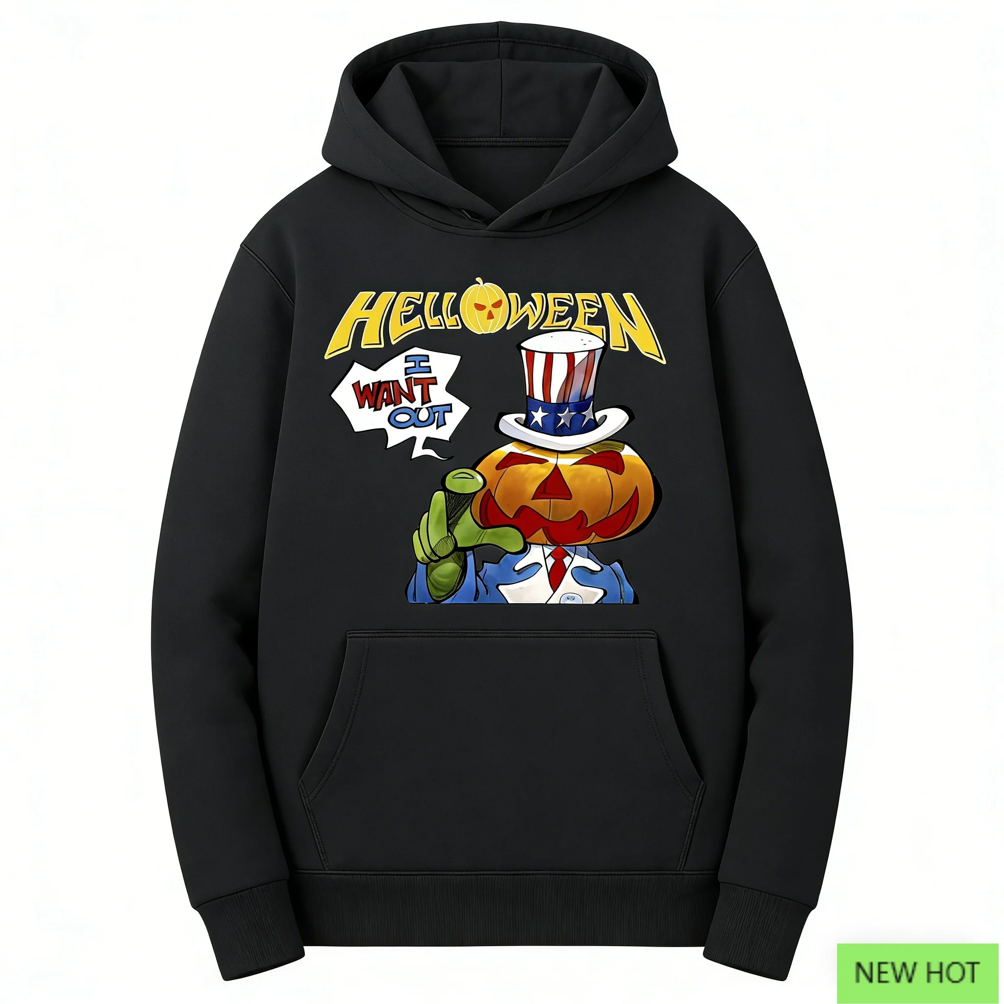 

Толстовка с капюшоном Helloween I Want Out, толстовка с рисунком, черный, желтый, с принтом, повседневная уличная одежда унисекс для любителей металла
