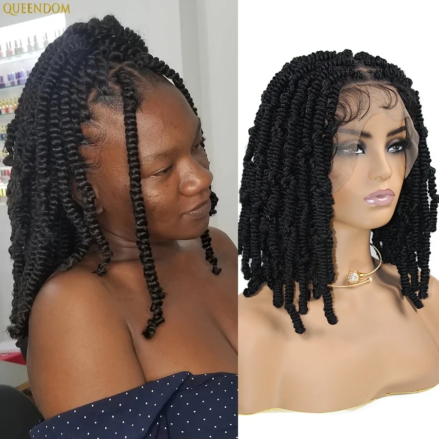 

Короткий боб, весенний твист, плетеные парики, синтетические косички без узлов, парик с вьющимися концами, плетение волос Passion Twist, парик для чернокожих женщин