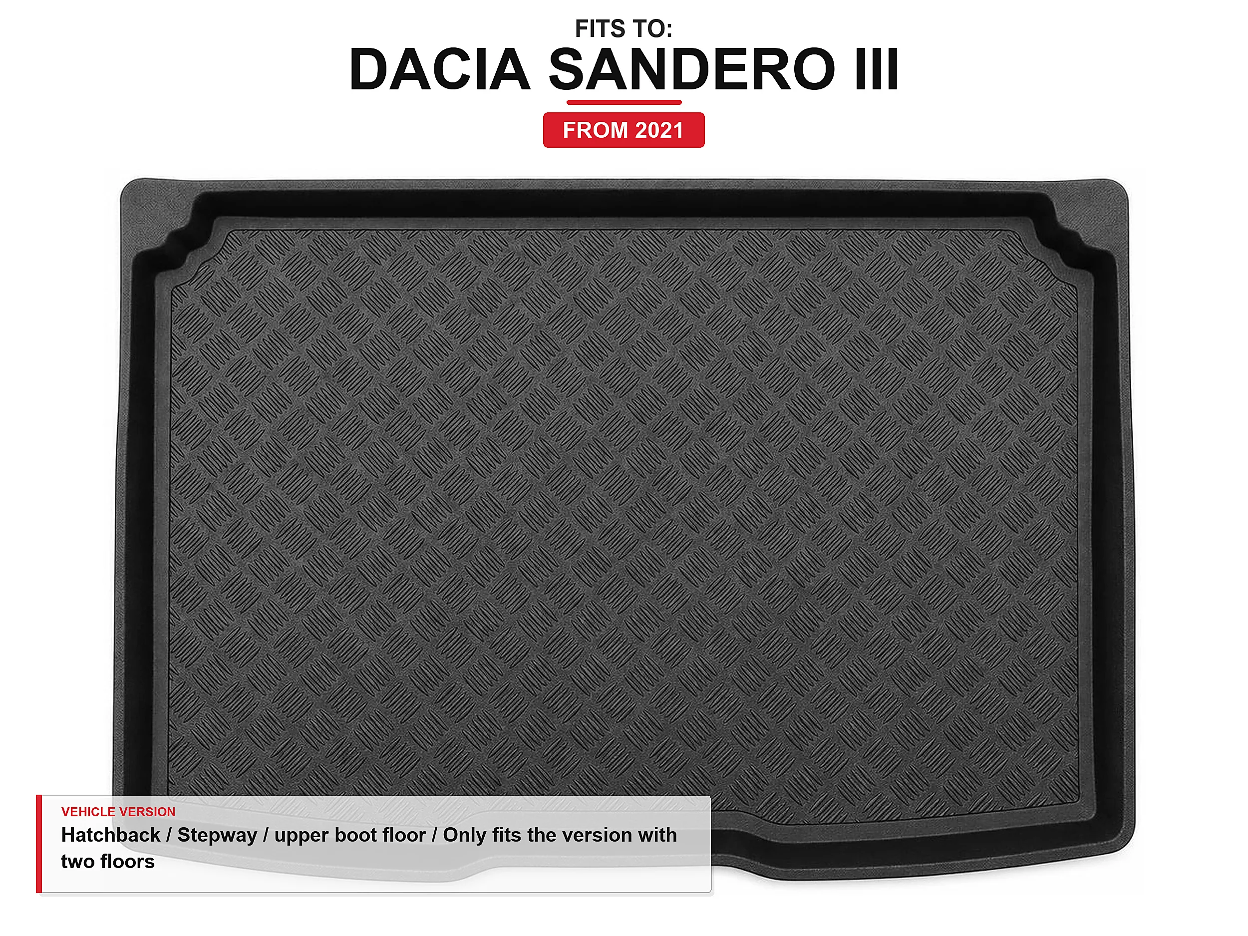 Kofferbakmat met rand voor: Dacia Sandero Iii 2021- Hatchback