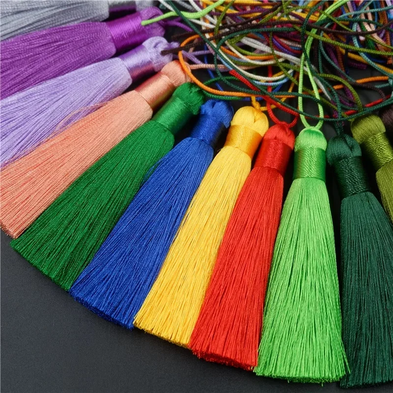 2/5Pcs 8cm Silk Tassel Bookmark Tassels with Loops Handmade Soft Tassel Fringe Trim for Jewelry Making DIY Crafts Wedding Decor