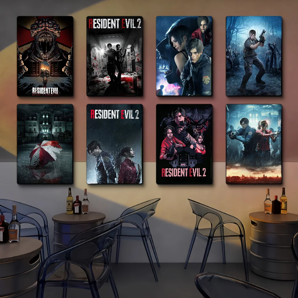 Horror Game R-Resident E-Evil Self-adhesive Art Poster Whitepaper Prints Posters Artwork Aesthetic Art Wall Painting