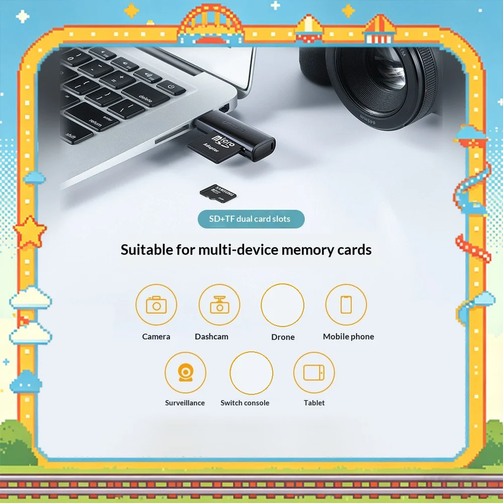 UGREEN 10927 CM264 USB 3.0 SD TF Card Reader Dual Slot Memory Card Adapter for Computer Laptop