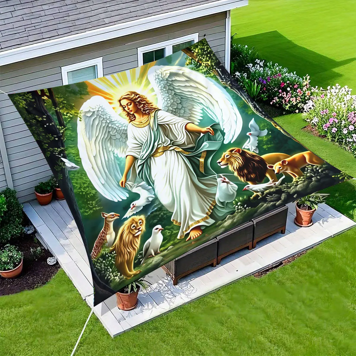 Auvent extérieur et protection solaire naturelle de style Tranquil Angel Forest Guardian - Protection UV excellente, facile à installer et durable