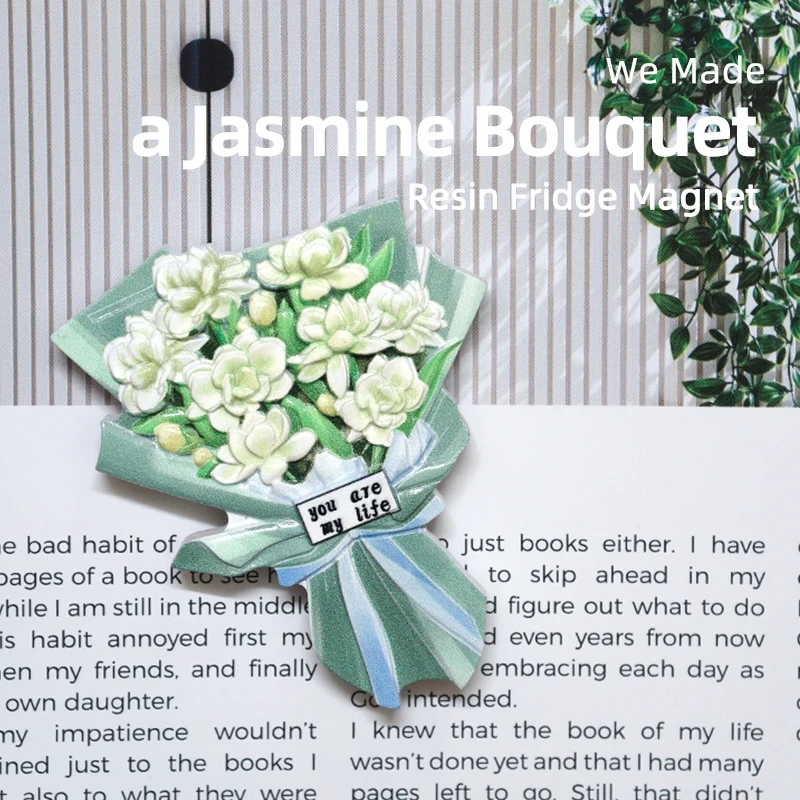 White Jasmine Fridge Magnet 3D Resin We Made a Flower Bouquet Refrigerator Cute Magnets Home Office Decor Romantic Souvenir Gift