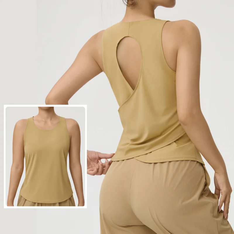 Super Soft Cross Backless Workout Tops for Women Sleeveless Yoga Top Open Back Running Muscle Tank Yoga Shirts