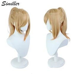 Similler Synthetic Anime Cosplay Wigs Straight Long Hair Heat Resistance Game Cos with Ponytail Ash Blonde