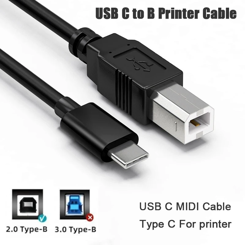 Type-c Printer Data Cable USB C to B Printer Cable Scanner MIDI Cable Printer Data Cable USB C to USB B Midi Cable For Laptop