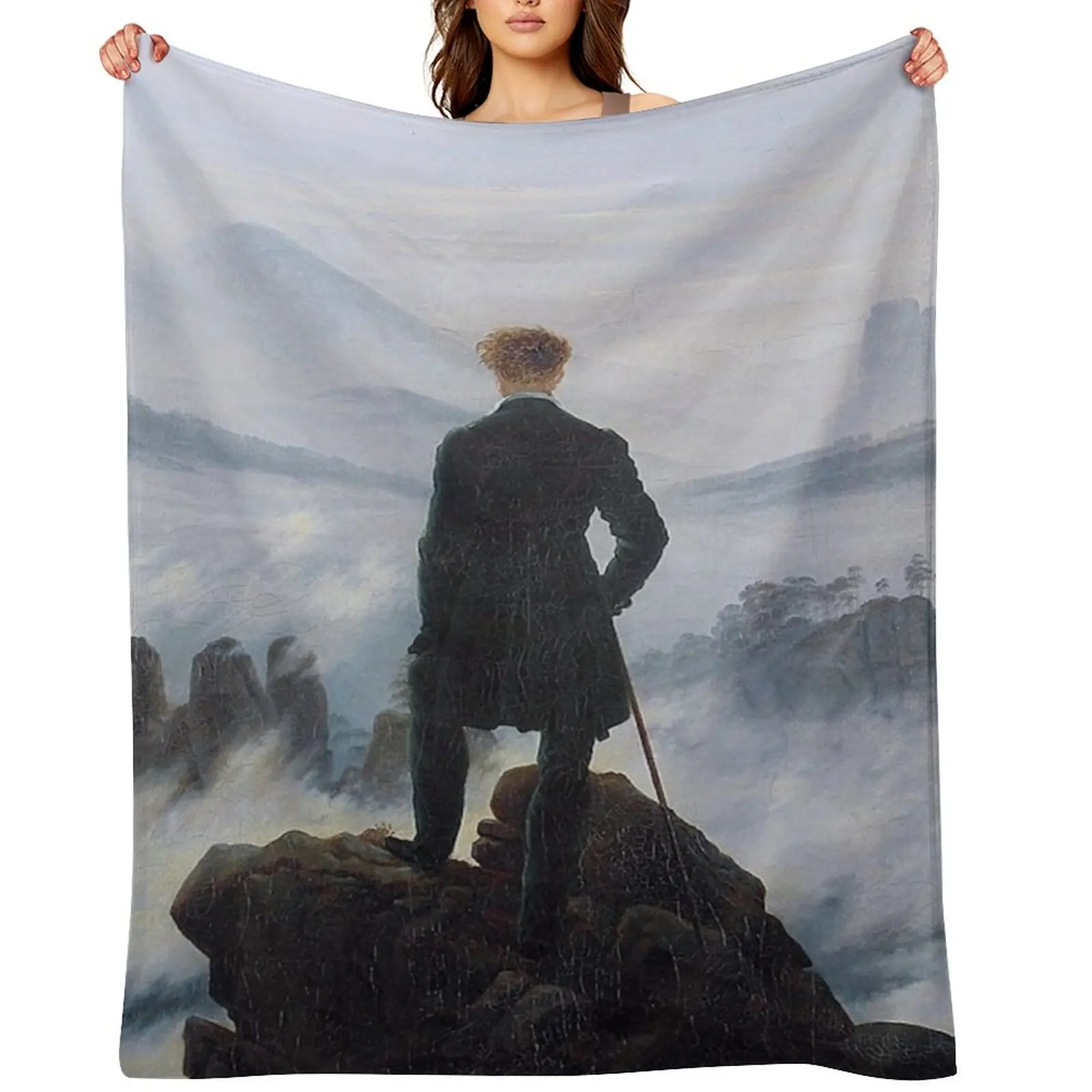 

WANDERER ABOVE THE SEA OF FOG - CASPAR DAVID FRIEDRICH Throw Blanket Designers Plaid Hairys halloween Blankets