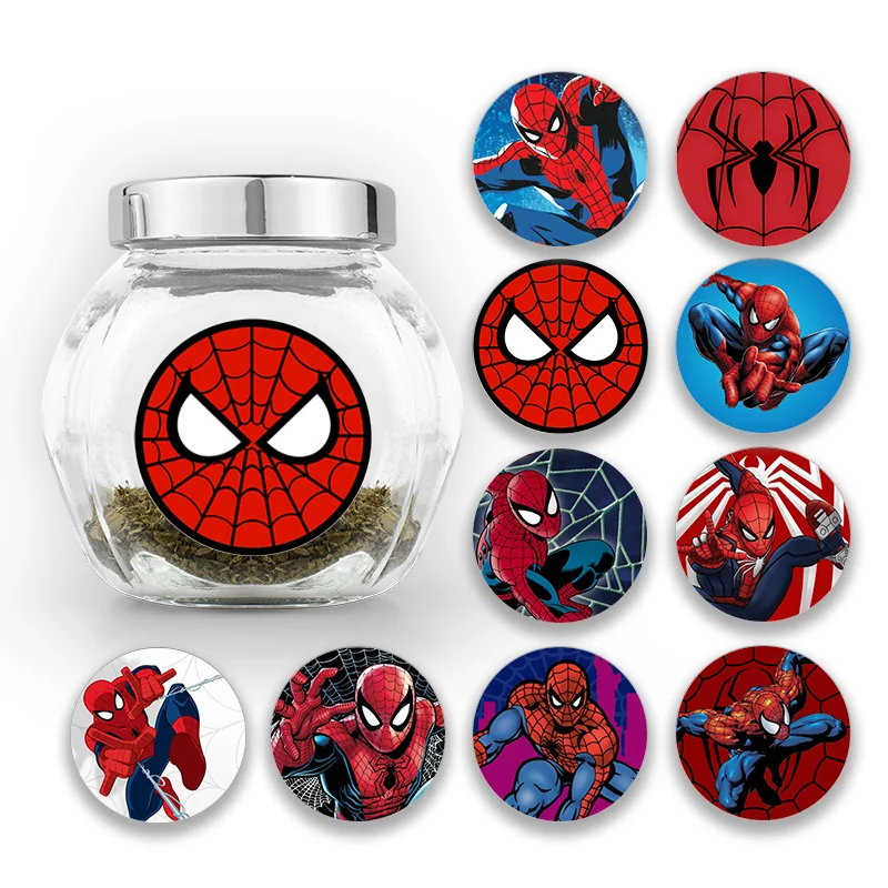 Super Spiderman Cool Round Cartoon Sticker Theme Party DIY Motorcycle Skateboard Laptop Children's Toy Decoration Label Sticker