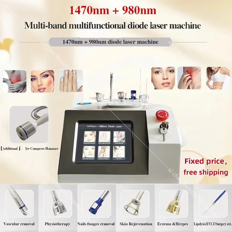 

6 in 1 980nm Diode Laser Vessel Removal Machine to remove spider veins 980 Vessels to remove nail fungus