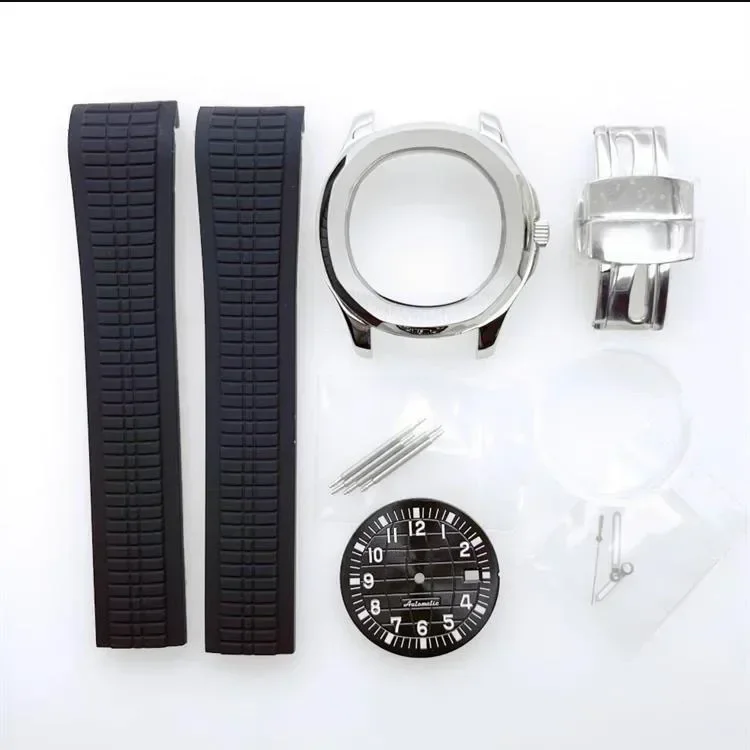 42mm NH35 Case Stainless Steel Rubber Strap Dial Hands MOD Parts for Nautilus Aquanaut Watch Accessories Replacements