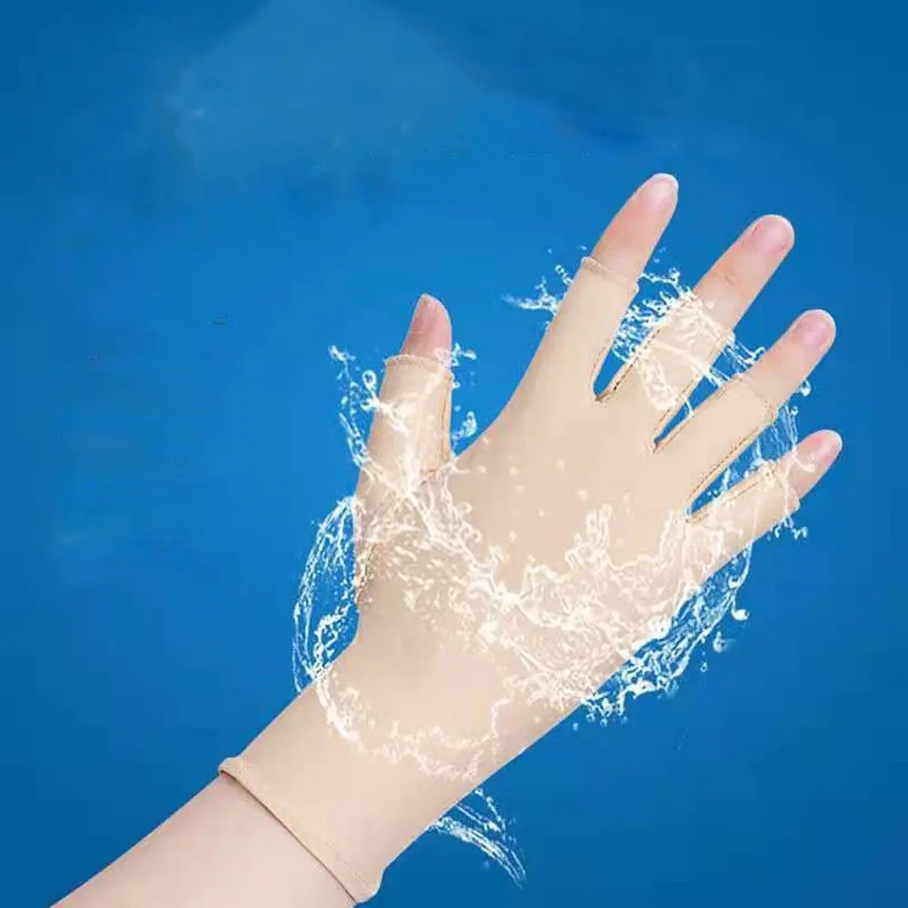 Summer Simple Two Finger Driving Sunscreen Outdoor Women Gloves Fingerless Ice Silk Gloves Man Mittens