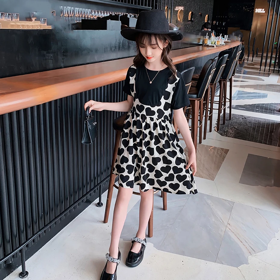 Dress Girl Heart Pattern Girls Dresses Summer Children Party Dress Casual Style Childrens Clothing 6 8 10 12 14