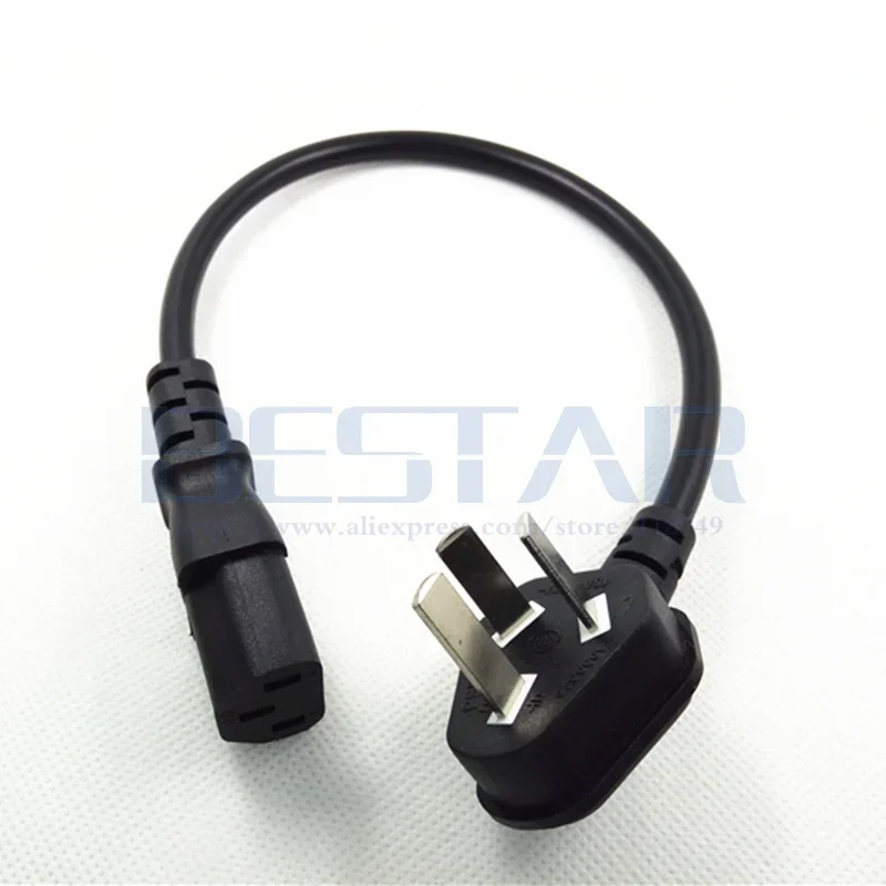 0.2M CN 3 Pole Plug To IEC60320 C13 AC Power Cable Short Portable Cord 20cm For Computers LED Display Printer Rice Cooker Black
