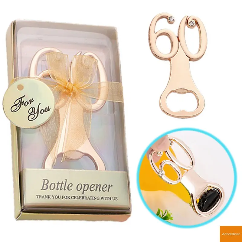 

1pc Digital 60 Bottle Opener 60th Birthday Party Gifts for Guests Alloy Beer Opener Company Bar Celebration Funny Opener Gifts