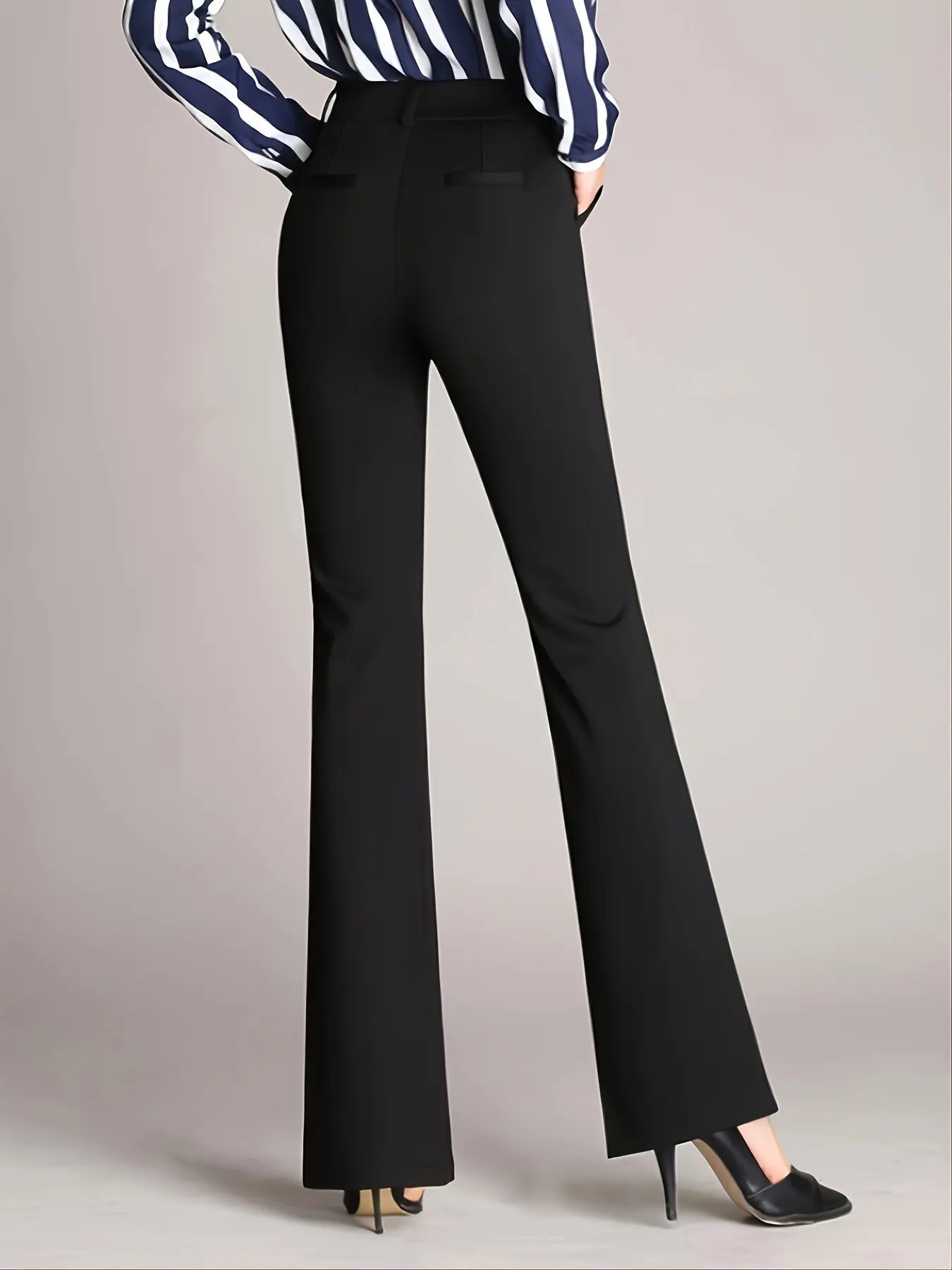 Damen Business Casual Hosen, Bequeme Bürokleidung mit Taschen, Elegante Regular Fit Arbeitshosen – Detail 8