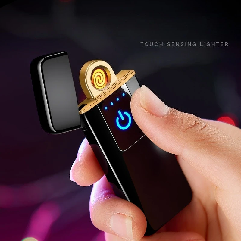 

Creative Metal USB Fingerprint Touch Sensing Charging Lighter Windproof Personalized Cigarette Lighter Men's Smoking Accessories