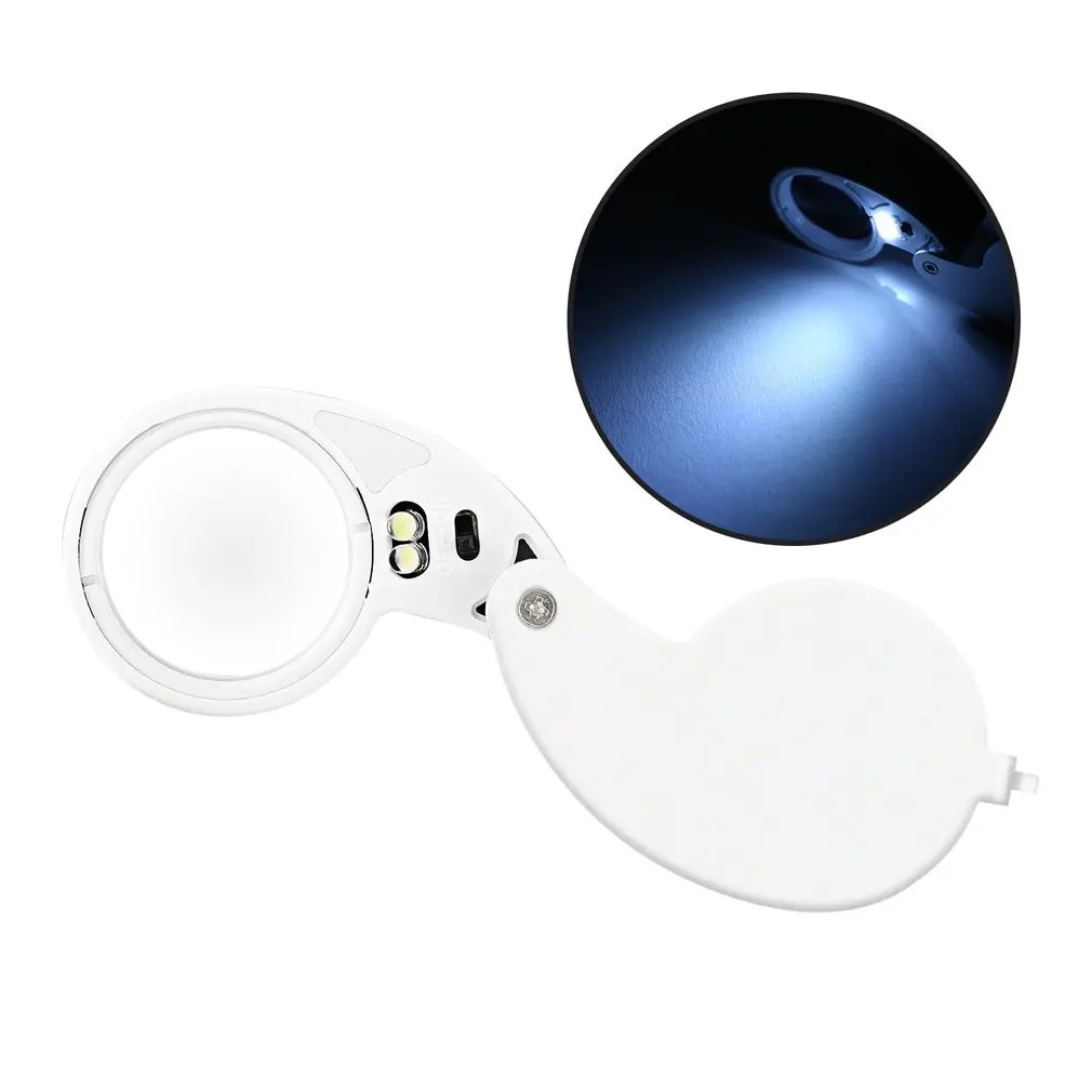 40x 25mm Magnifier Rotation Mini Jewelry Jade Illuminated Loupe Portable Gift Inspecting Cash Stamps Coin Magnifying Glass