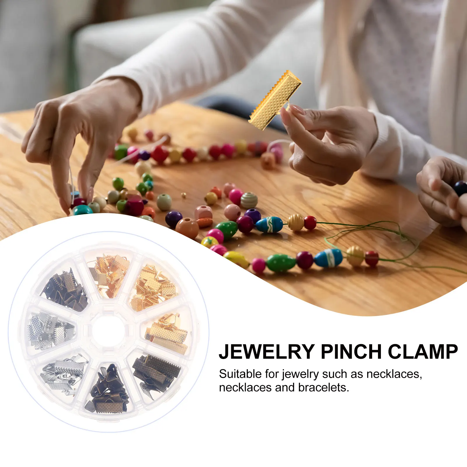 

135 Pcs Buckle Accessories Ribbon Crimp Clamp Ends for Jewelry Making Necklace Pinch Clip Crimps Clamps