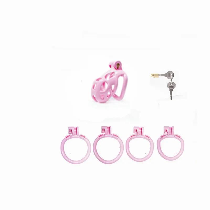 Pink Chastity kandang Pria perangkat Kit mainan seks untuk pria pasangan kunci zakar cincin Penis Bdsm Bondage permainan dewasa toko seks 18 +