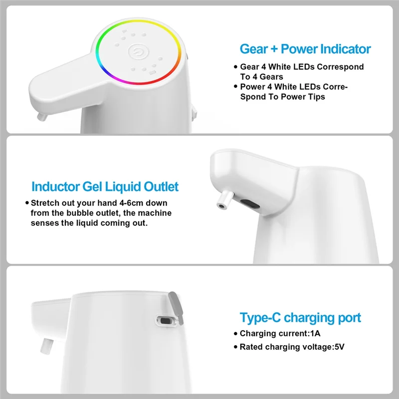 X11A 600Ml Automatic Soap Dispenser Infrared Sensor Type-C Charging Touchless Smart Liquid Soap Dispenser