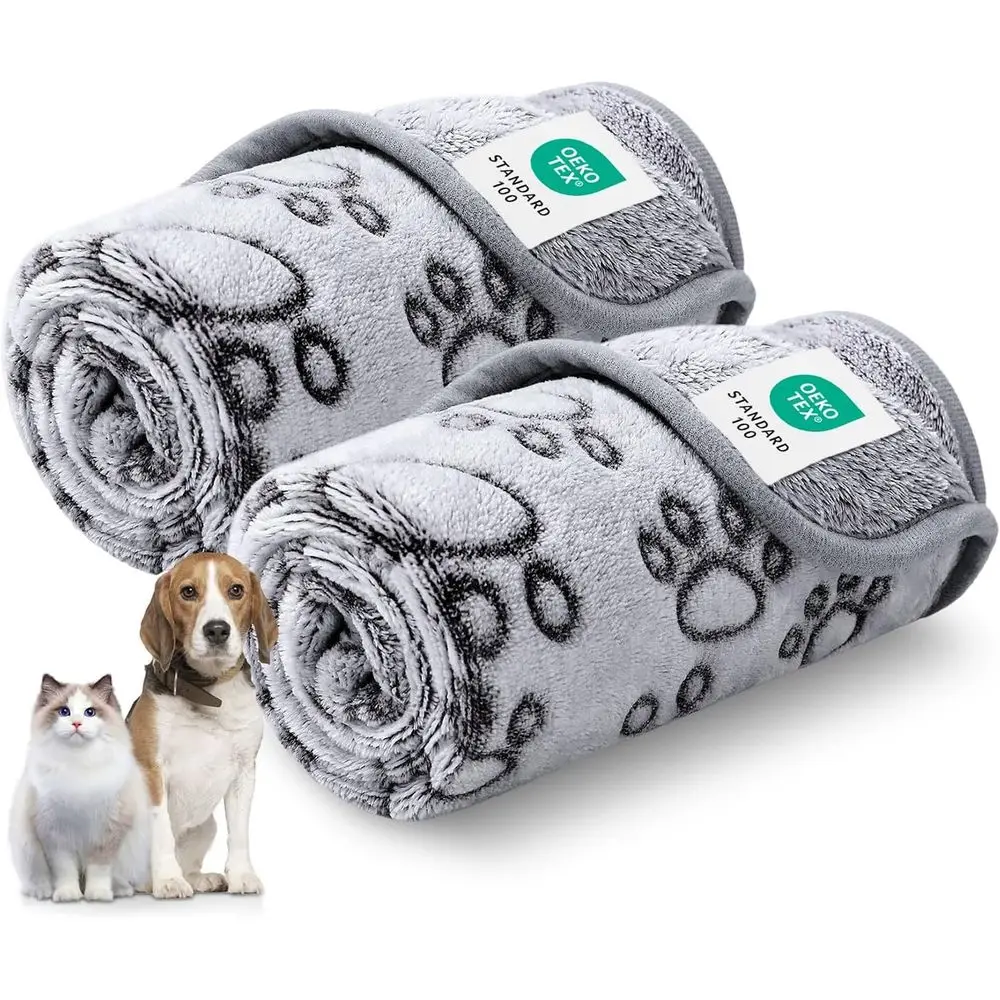 

Premium Sot Dog Blanket or Small Medium Large Dogs Washable 300GSM luy Warm leece Puppy Cat Paw Print Pet lannel Pcs2 Grey Paw X