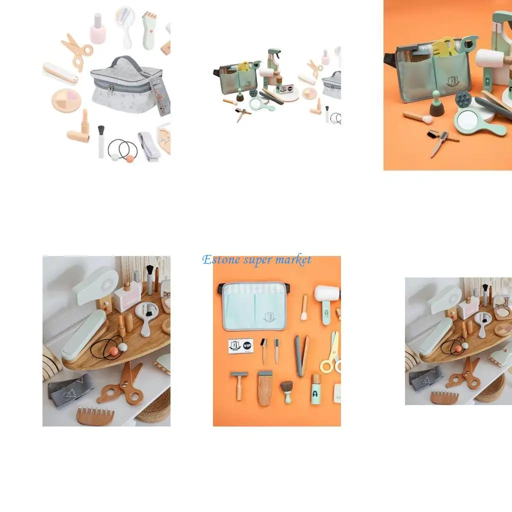 090B Molho cabelo para estojo com pente tesoura cabelo para casa boneca infantil