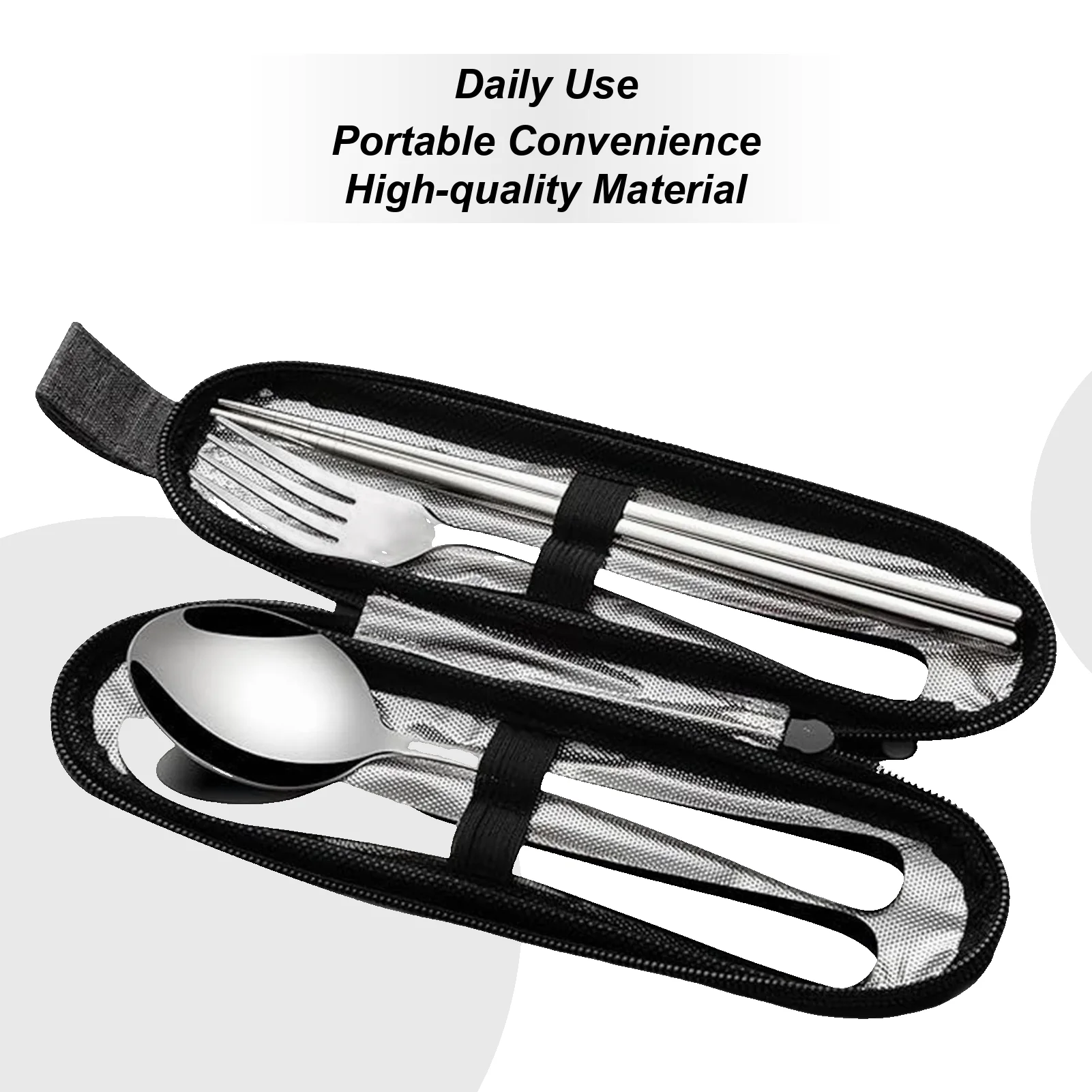

Portable Camping Cutlery Set, Stainless Steel 4-in-1 Tableware Kit for Travel Picnic Backpacking Dormitory Office Outdoor