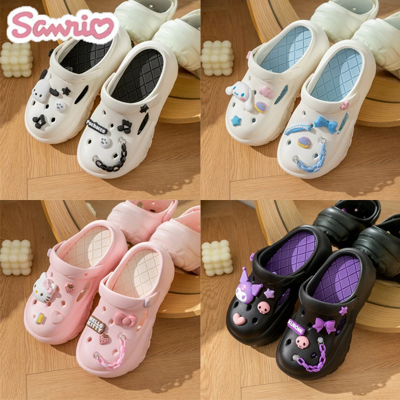 

Sanrio Fashion Sandals Cinnamoroll Kuromi Pachacco Hello Kitty Summer Outdoor Sandals Women Girl Non-slip Slippers Beach Shoes