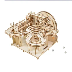 3d Wooden Creative Mechanical Puzzle Kits for Kids Adults Building Block Set Tos Marble Run Track with Balls DIY Montessori Gift