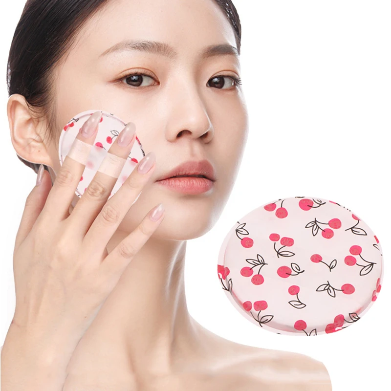 1/2 個チェリープリントシリコーンゲルパウダーパフスポンジフェイスコンシール化粧品パフアクセサリーファンデーションクリームなしパウダー