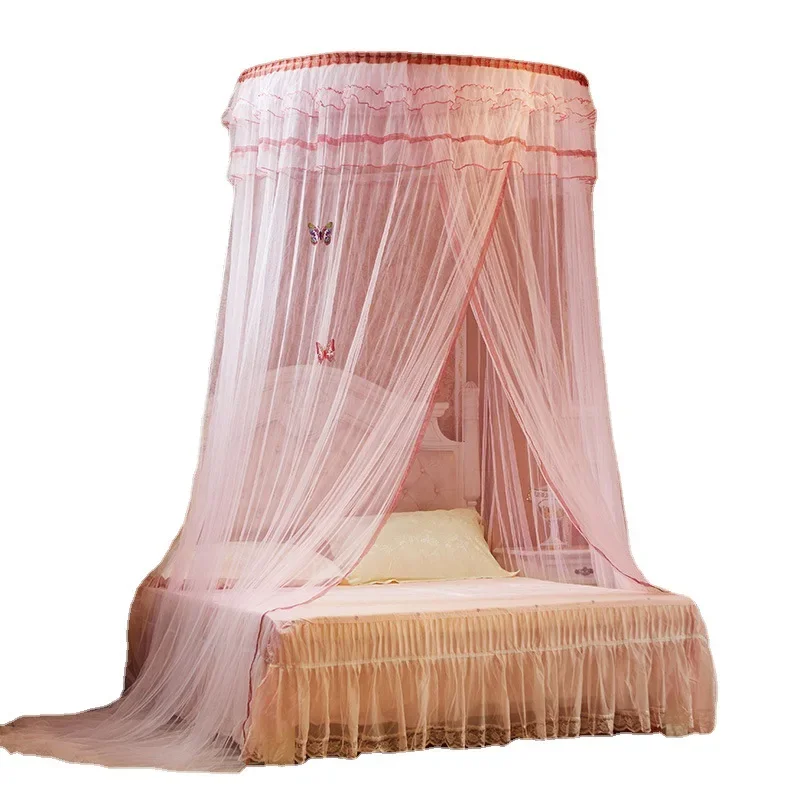 DurableHanging Mosquito Nets Heightened Encrypted Ceiling Lace Princess Dome Floor Mosquito Net Princess Dream