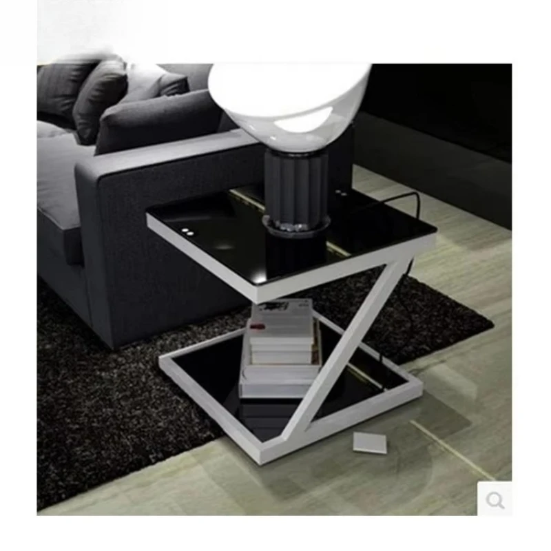 Simple corner mini black home bedside table living room small coffee table