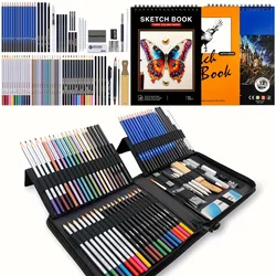 85 Pack Sketch Pencil Set, Artist's Advanced Sketch Art Supplies, 2 Sketchbooks