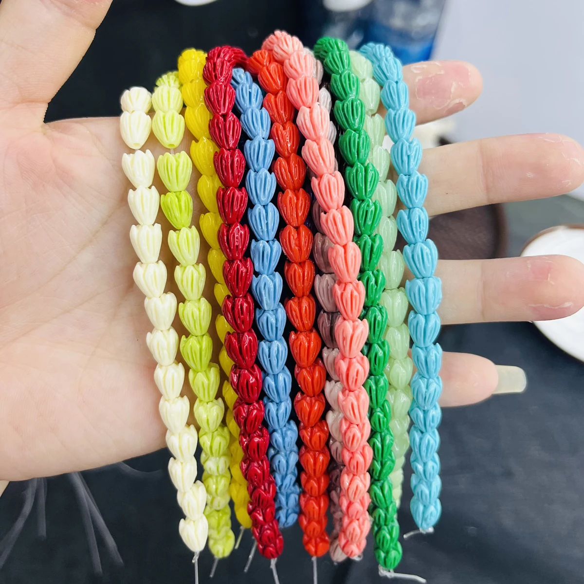 19cm 7x8mm Imitation Coral Bud Beads Made of Shell Powder Multi Color Loose Bead Strand for DIY Bracelet Jewelry Making Supplies